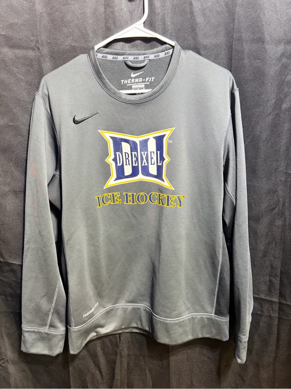 Nike Gray Drexel DU Ice Hockey Therma-FIT Crewneck